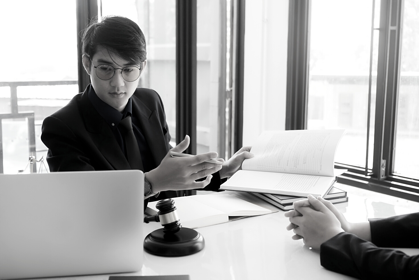 Justice Lawyer Working on His Office 